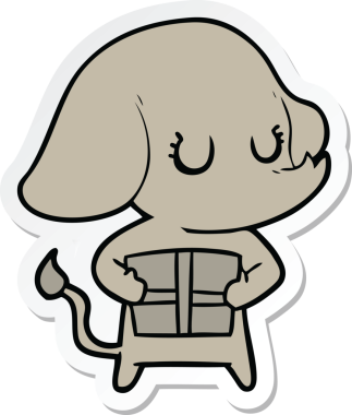 Bir insan tarafından çizilmiş şirin bir filin çıkartması.