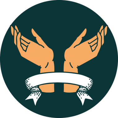 bir insan tarafından çizilmiş açık el pankartıyla dövme biçimi simgesi