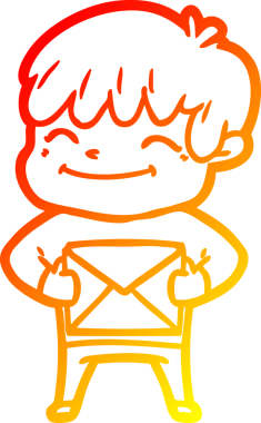 Bir insan tarafından çizilen mutlu bir çocuğun sıcak çizgi çizimi.