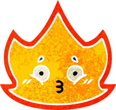 Bir insanın çizdiği ateşin retro illüstrasyon tarzı karikatürü