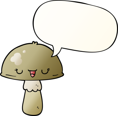 bir insan tarafından çizilmiş düzgün eğimli konuşma baloncuklu mantar mantarı.