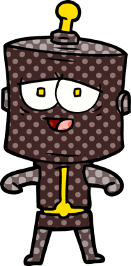 Bir insan tarafından çizilmiş çizgi film robotu