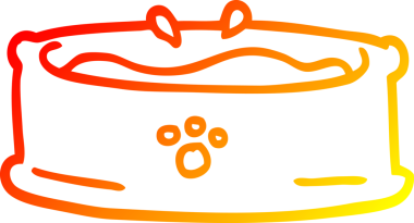 Bir insan tarafından çizilmiş çizgi film evcil hayvan kasesinin sıcak çizgi çizimi