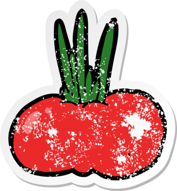 Bir insan tarafından çizilmiş sebze çizgi filminin sıkıntılı çıkartması.