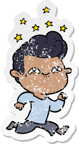 Bir insan tarafından çizilmiş heyecanlı bir karikatür çıkartması.