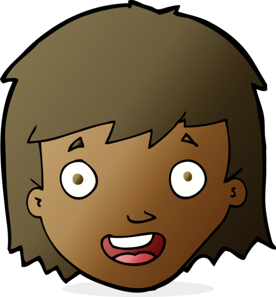 Bir insan tarafından çizilmiş mutlu kadın yüzü.