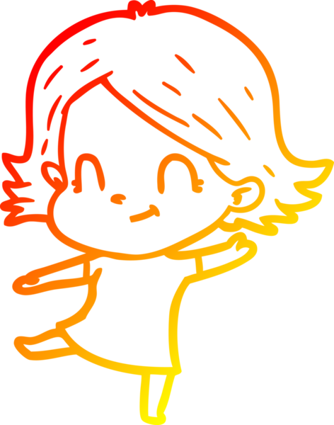 Bir insan tarafından çizilmiş, karikatür dostu bir kız çizimi.