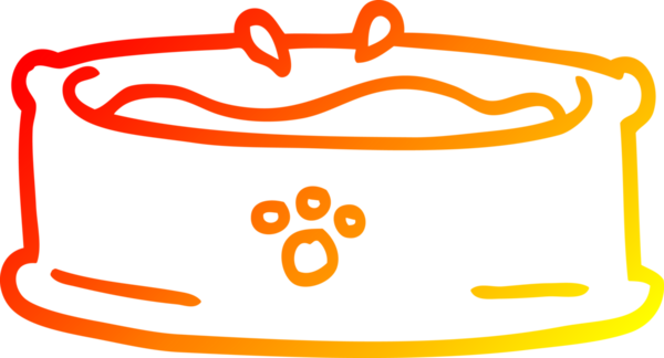 Bir insan tarafından çizilmiş çizgi film evcil hayvan kasesinin sıcak çizgi çizimi