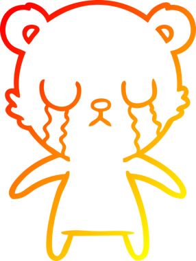 Bir insan tarafından çizilen ağlayan çizgi film ayısının sıcak çizgi çizgisi.