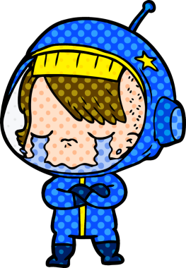 Bir insan tarafından çizilmiş ağlayan astronot kız.