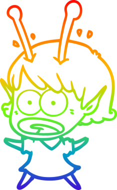 gökkuşağı gradyan çizimi bir çizgi film şok uzaylı kız bir insan tarafından çizildi