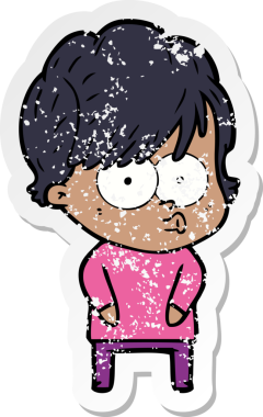 Bir insan tarafından çizilmiş karikatür bir kadının sıkıntılı çıkartması.