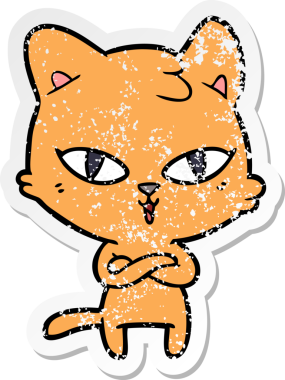 Bir insan tarafından çizilmiş karikatür bir kedinin sıkıntılı çıkartması.