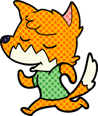 Bir insan tarafından çizilmiş dost canlısı çizgi film tilkisi.