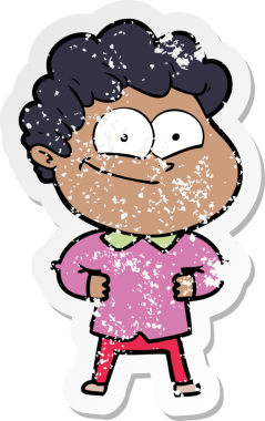 Bir insan tarafından çizilmiş mutlu bir adamın sıkıntılı çıkartması.