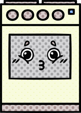 Bir insan tarafından çizilmiş mutfak fırınının çizgi romanı.