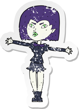 Bir insan tarafından çizilmiş vampir bir kızın gerilimli çıkartması.