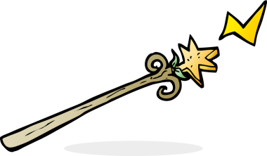 bir insan tarafından çizilmiş sihirli bir değnek.