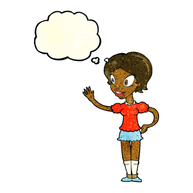 Bir insan tarafından çizilmiş düşünce balonlu bir kadın.