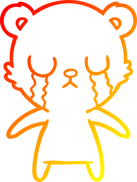 Bir insan tarafından çizilen ağlayan çizgi film ayısının sıcak çizgi çizgisi.