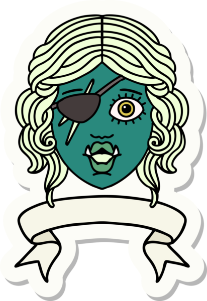 Bir insan tarafından çizilmiş afişi olan bir Ork haydut karakterinin çıkartması.