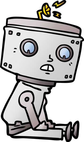 Bir insan tarafından çizilmiş çizgi film robotu