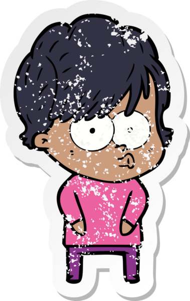 Bir insan tarafından çizilmiş karikatür bir kadının sıkıntılı çıkartması.