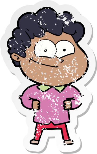 Bir insan tarafından çizilmiş mutlu bir adamın sıkıntılı çıkartması.