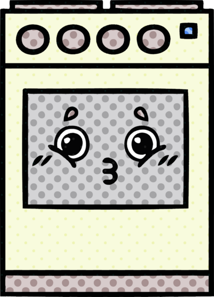 Bir insan tarafından çizilmiş mutfak fırınının çizgi romanı.