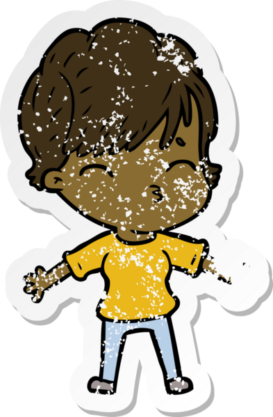 Bir insan tarafından çizilmiş bir karikatür kadının sıkıntılı çıkartması.