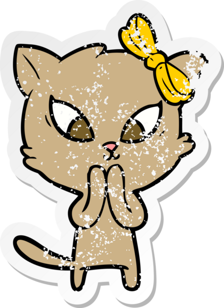 Bir insan tarafından çizilmiş karikatür bir kedinin sıkıntılı çıkartması.