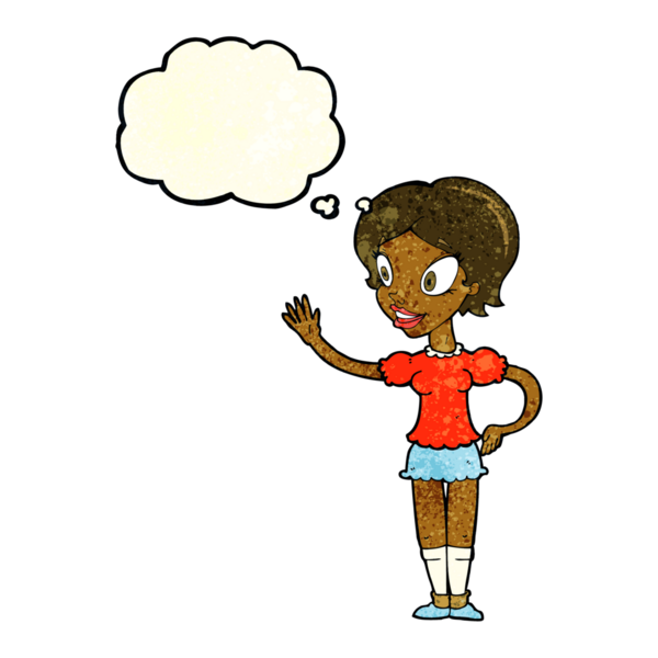 Bir insan tarafından çizilmiş düşünce balonlu bir kadın.