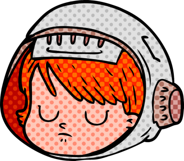 Bir insan tarafından çizilmiş astronot yüzü.