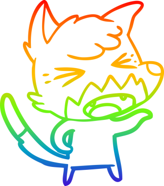 Bir insan tarafından çizilmiş kızgın bir tilkinin gökkuşağı gradyanı çizimi