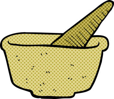 bir insan tarafından çizilmiş karikatür tokmağı ve havan topu