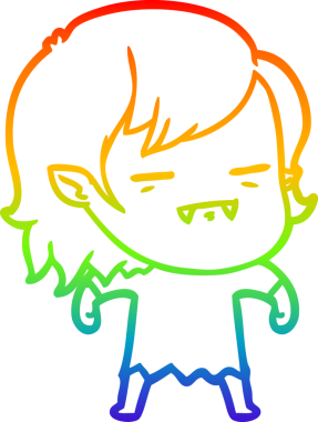 Gökkuşağı gradyan çizgi çizimi Bir insan tarafından çizilen ölümsüz vampir kız çizgi