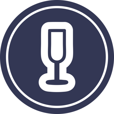 Bir insan tarafından çizilmiş şampanya flütü yuvarlak simgesi.