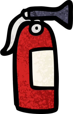 Bir insan tarafından çizilmiş çizgi film yangın söndürücüsü.