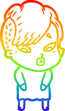 gökkuşağı gradyanı çizimi bir çizgi film kızı şaşırttı bir insan tarafından çizildi