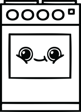 Bir insan tarafından çizilmiş bir mutfak fırınının çizgi çizimi
