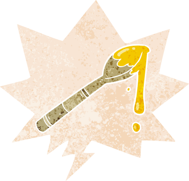 çizgi film kaşık dolusu bal ve grunge 'da konuşma balonu bir insan tarafından çizilmiş tedirgin geçmiş dokuma tarzı