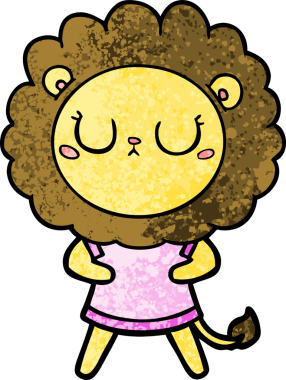 Bir insan tarafından çizilmiş çizgi film aslanı.