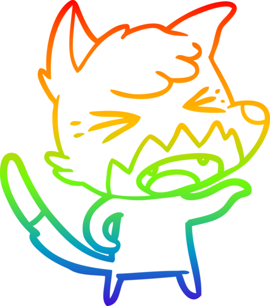 Bir insan tarafından çizilmiş kızgın bir tilkinin gökkuşağı gradyanı çizimi