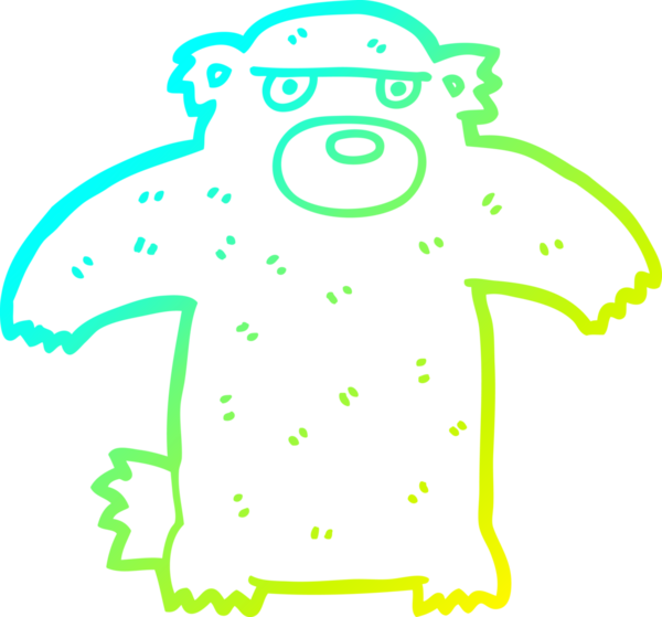 Bir insan tarafından çizilen çizgi film ayısının soğuk gradyan çizgisi.