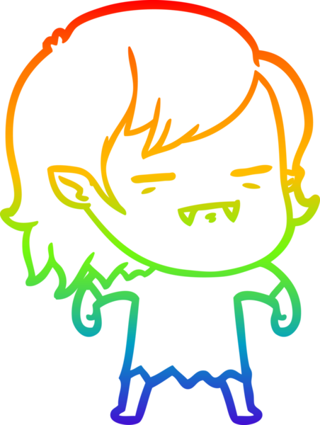 Gökkuşağı gradyan çizgi çizimi Bir insan tarafından çizilen ölümsüz vampir kız çizgi