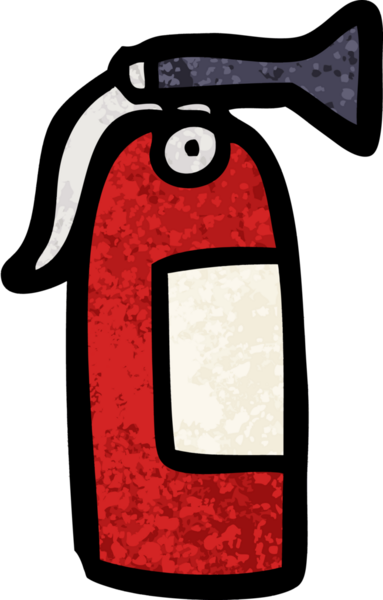 Bir insan tarafından çizilmiş çizgi film yangın söndürücüsü.