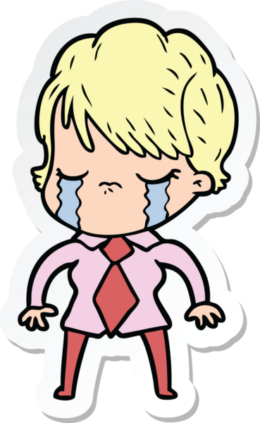 Bir insan tarafından çizilmiş, ağlayan bir karikatür kadının çıkartması.