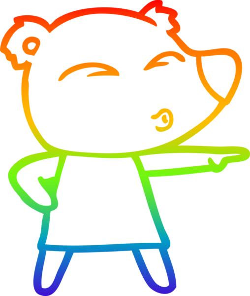 Gökkuşağı gradyan çizgisi bir insan tarafından çizilmiş ıslık çalan ayının çizimi.