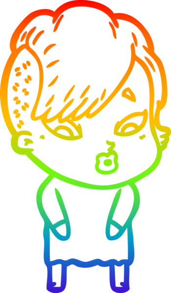 gökkuşağı gradyanı çizimi bir çizgi film kızı şaşırttı bir insan tarafından çizildi