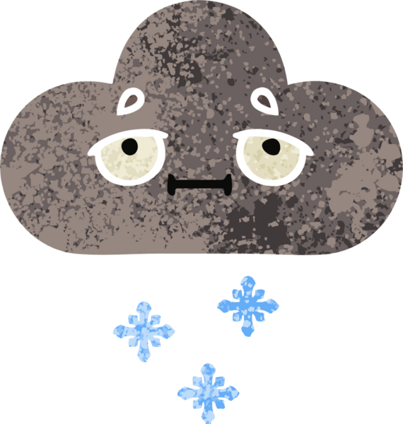 Bir insan tarafından çizilmiş fırtına kar bulutunun retro çizim tarzı karikatürü